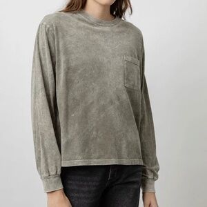 NWT Rails The L/S Boxy Crew T-Shirt Moss Acid Wash Size XS